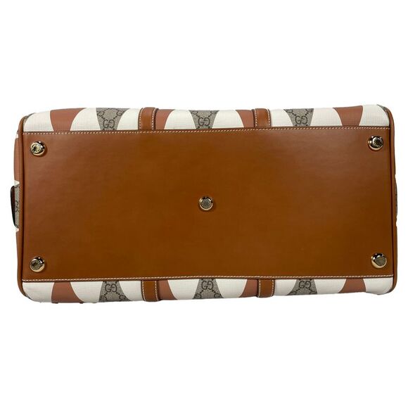 Gucci GG Supreme Monogram Rhombus Print Duffle Bag in Brown Canvas - Picture 5 of 10